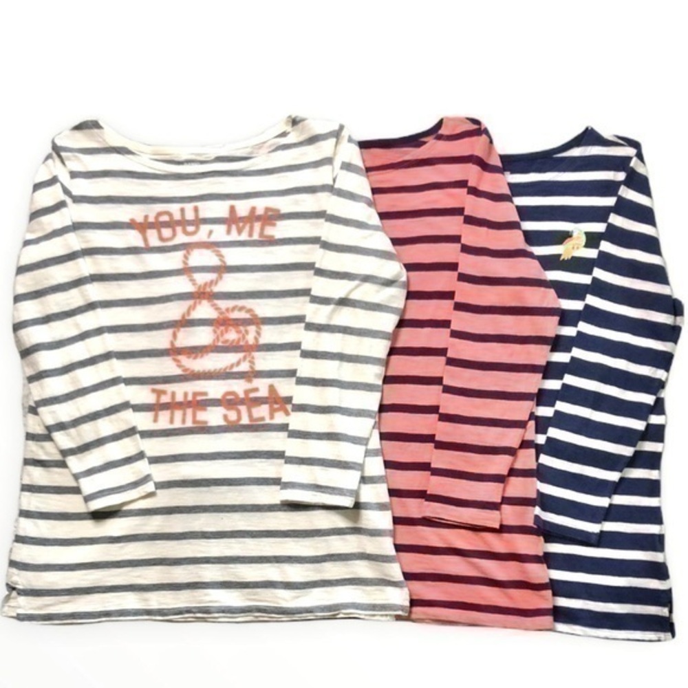 Old Navy 3/4 Sleeve Striped Tee Size M Lot of 3